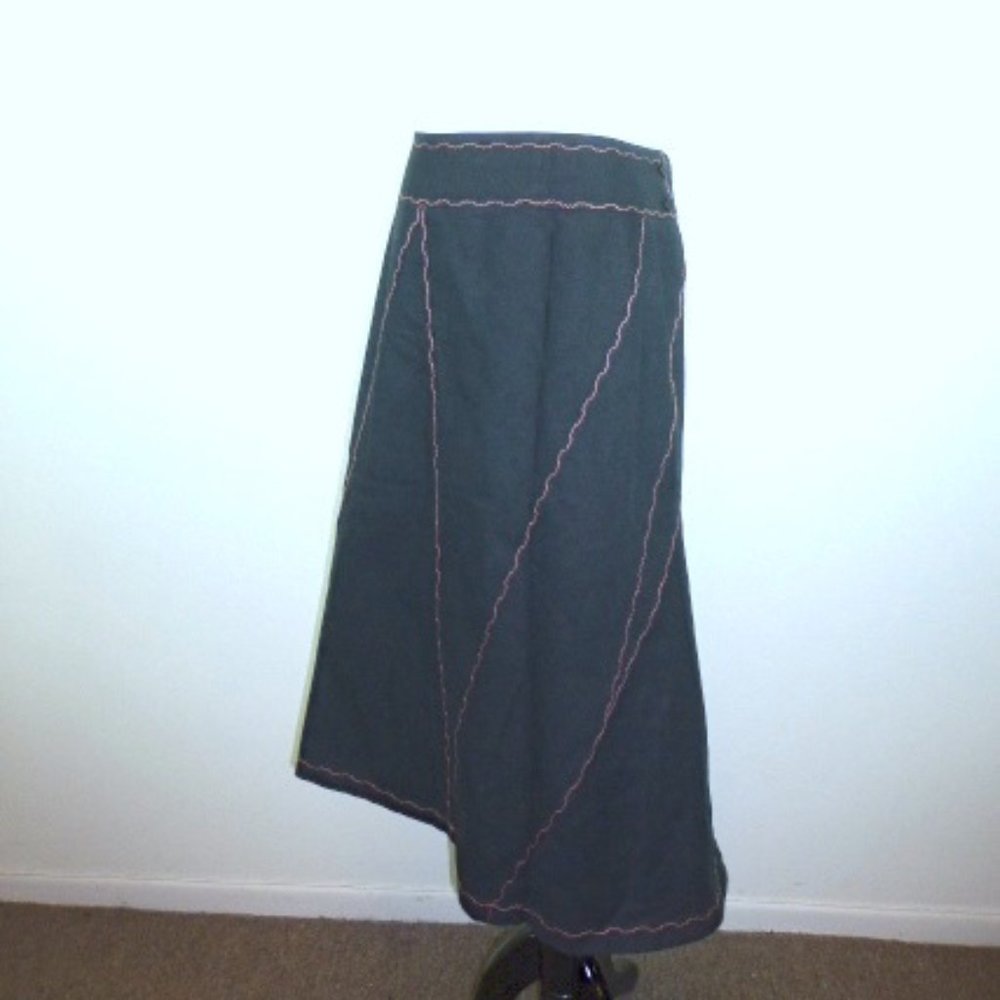 Issey Miyake black asymmetrical cotton hemp maxi skirt 3 L